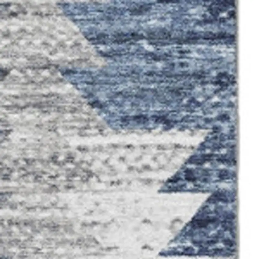 Blue Ivory And Gray Geometric Washable Area Rug With UV Protection Photo 8