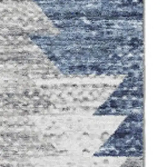 Blue Ivory And Gray Geometric Washable Area Rug With UV Protection Photo 3