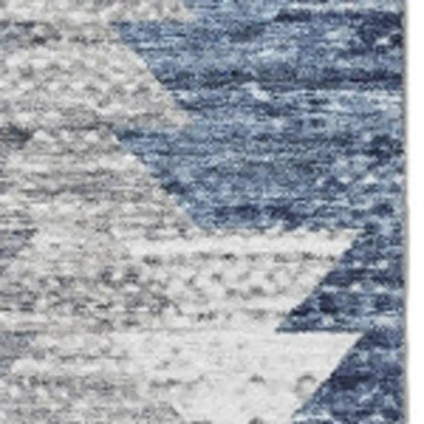 Blue Ivory And Gray Geometric Washable Area Rug With UV Protection Photo 8