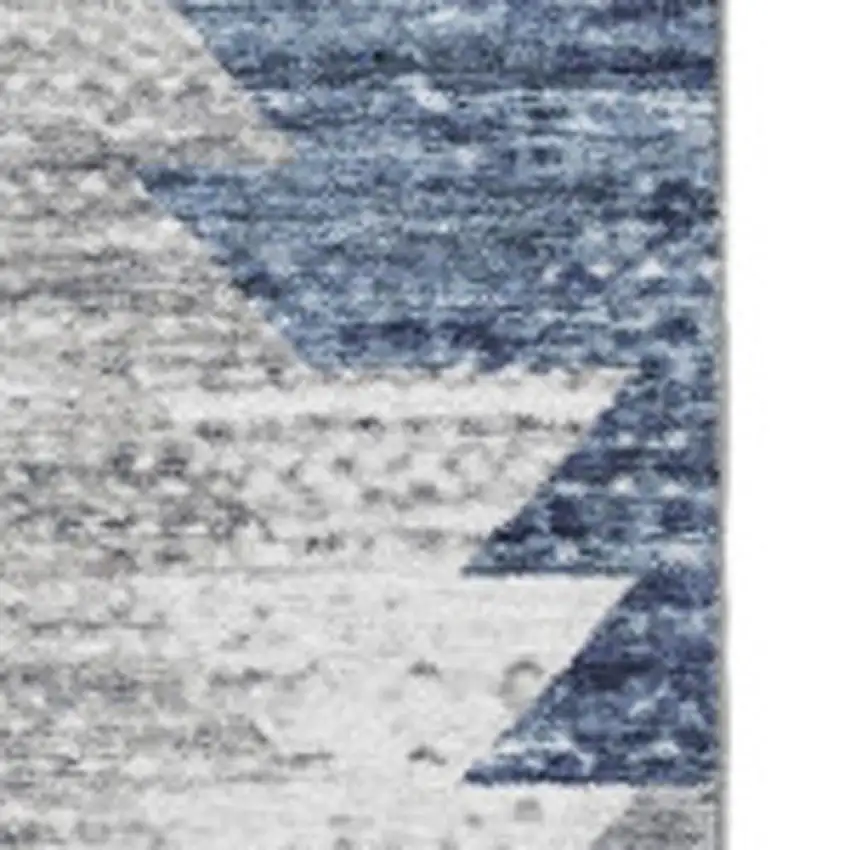 Blue Ivory And Gray Geometric Washable Area Rug With UV Protection Photo 3