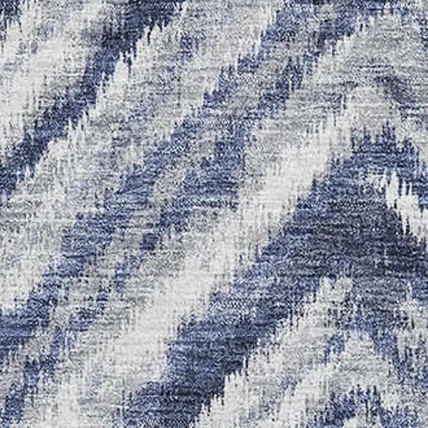 Blue Ivory And Gray Geometric Washable Area Rug With UV Protection Photo 3
