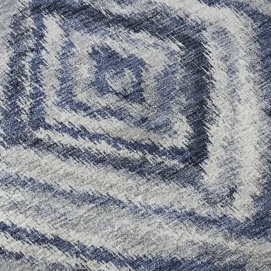 Blue Ivory And Gray Geometric Washable Area Rug With UV Protection Photo 9