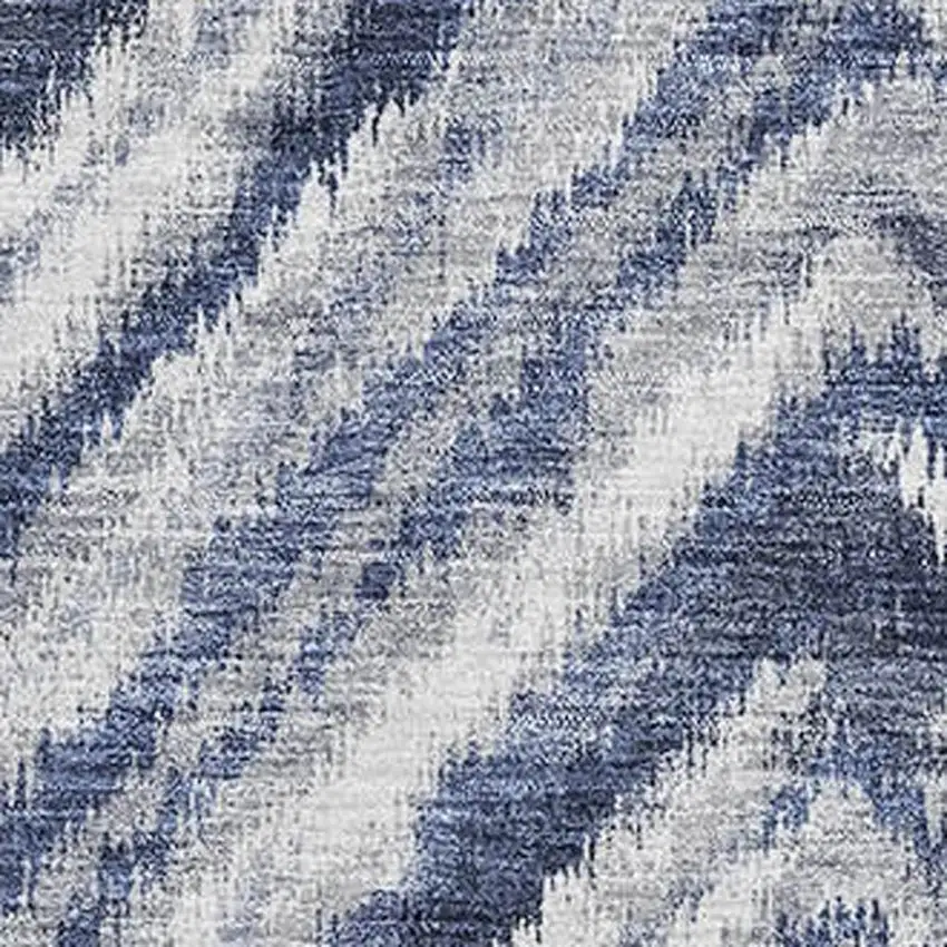 Blue Ivory And Gray Geometric Washable Area Rug With UV Protection Photo 3