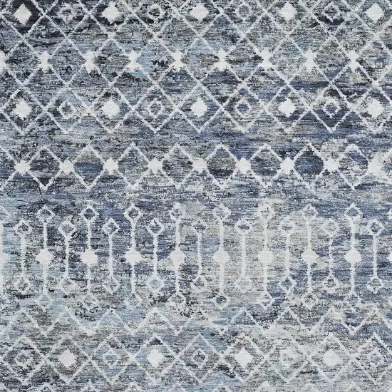Blue Ivory And Gray Geometric Washable Area Rug With UV Protection Photo 2