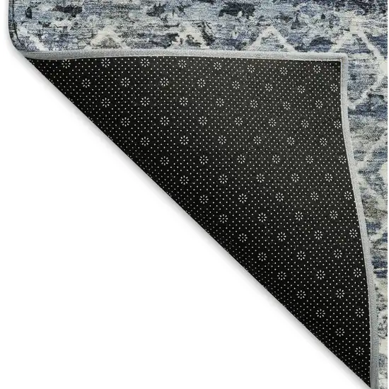 Blue Ivory And Gray Geometric Washable Area Rug With UV Protection Photo 5
