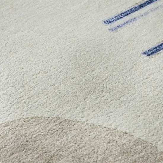 Blue Ivory And Gray Geometric Washable Area Rug With UV Protection Photo 9