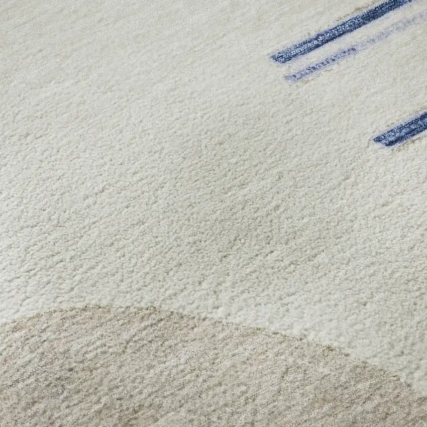 Blue Ivory And Gray Geometric Washable Area Rug With UV Protection Photo 9