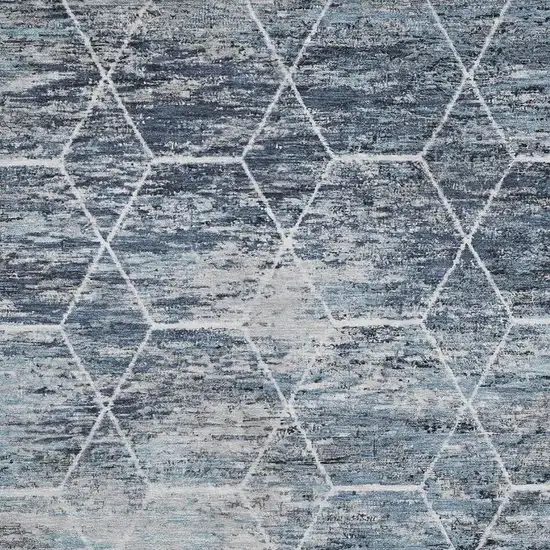 Blue Ivory And Gray Geometric Washable Area Rug With UV Protection Photo 2