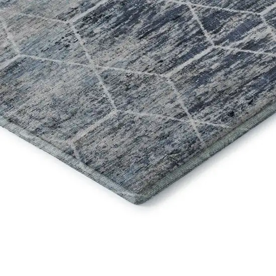 Blue Ivory And Gray Geometric Washable Area Rug With UV Protection Photo 7