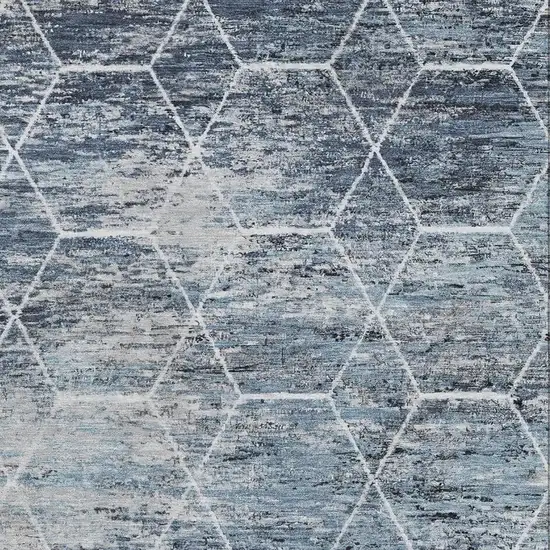 Blue Ivory And Gray Geometric Washable Area Rug With UV Protection Photo 2