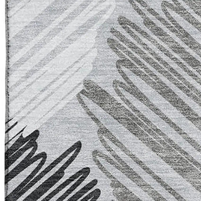 Blue Ivory And Gray Geometric Washable Area Rug With UV Protection Photo 3