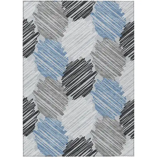 Blue Ivory And Gray Geometric Washable Indoor Outdoor Area Rug Photo 8