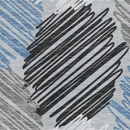 Blue Ivory And Gray Geometric Washable Indoor Outdoor Area Rug Photo 9