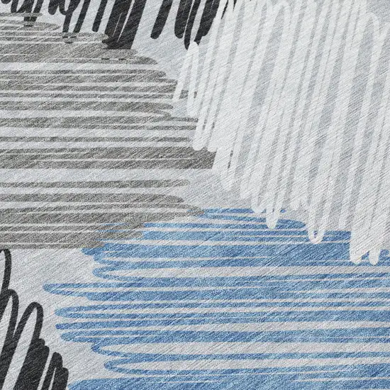 Blue Ivory And Gray Geometric Washable Indoor Outdoor Area Rug Photo 3