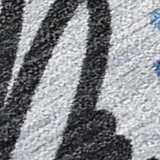 Blue Ivory And Gray Geometric Washable Indoor Outdoor Area Rug Photo 3