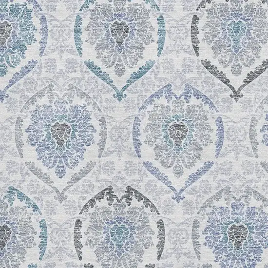 Blue Ivory And Gray Medallion Washable Area Rug With UV Protection Photo 3