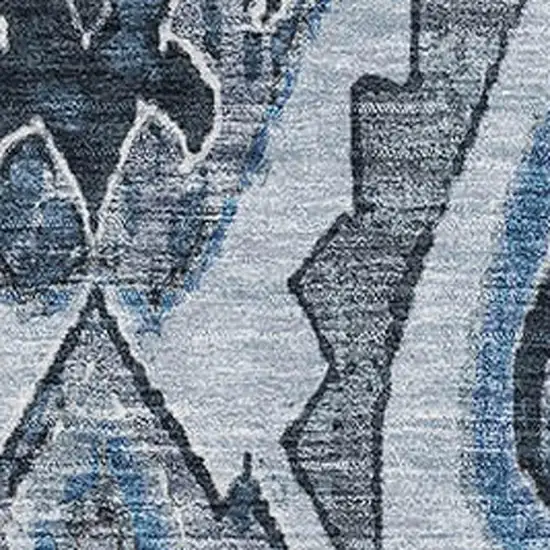 Blue Ivory And Gray Moroccan Washable Area Rug With UV Protection Photo 3