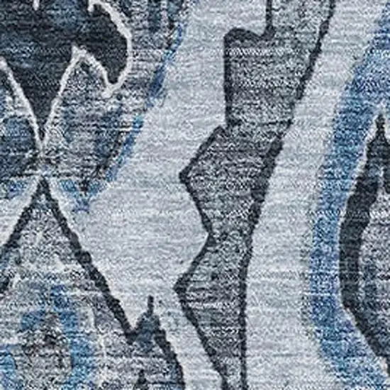Blue Ivory And Gray Moroccan Washable Area Rug With UV Protection Photo 3