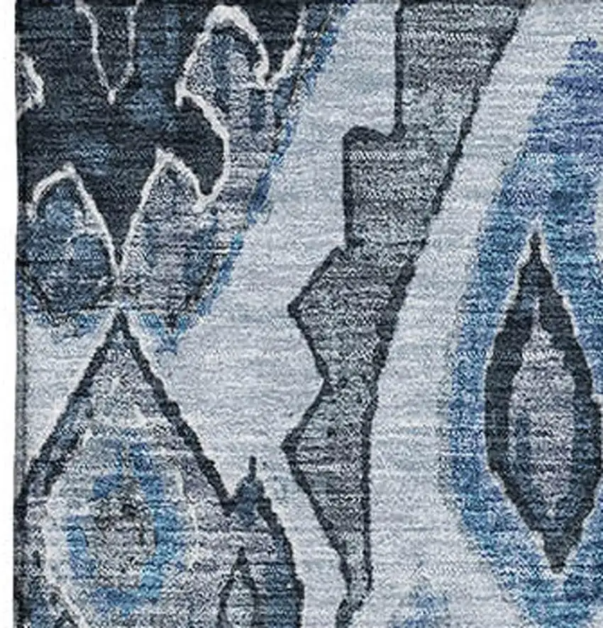 Blue Ivory And Gray Moroccan Washable Area Rug With UV Protection Photo 4