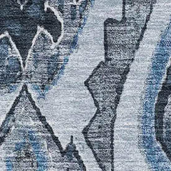 Blue Ivory And Gray Moroccan Washable Area Rug With UV Protection Photo 3