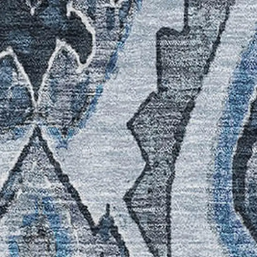 Blue Ivory And Gray Moroccan Washable Area Rug With UV Protection Photo 3