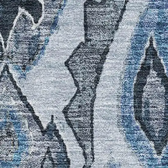 Blue Ivory And Gray Moroccan Washable Area Rug With UV Protection Photo 3