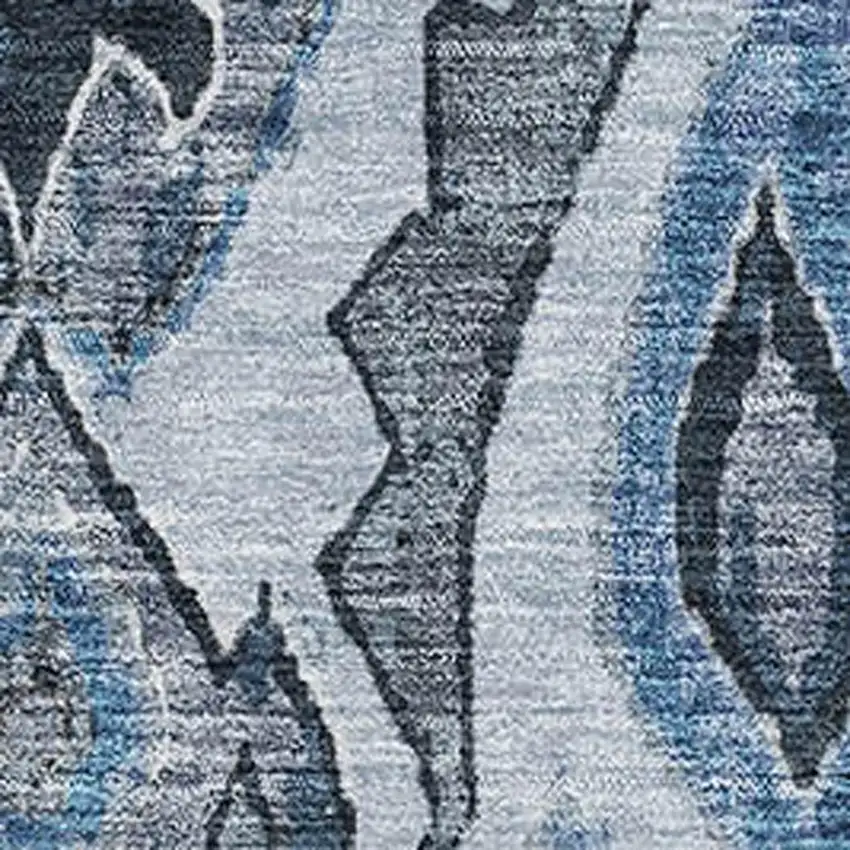 Blue Ivory And Gray Moroccan Washable Area Rug With UV Protection Photo 3