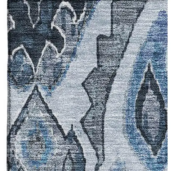 Blue Ivory And Gray Moroccan Washable Area Rug With UV Protection Photo 4