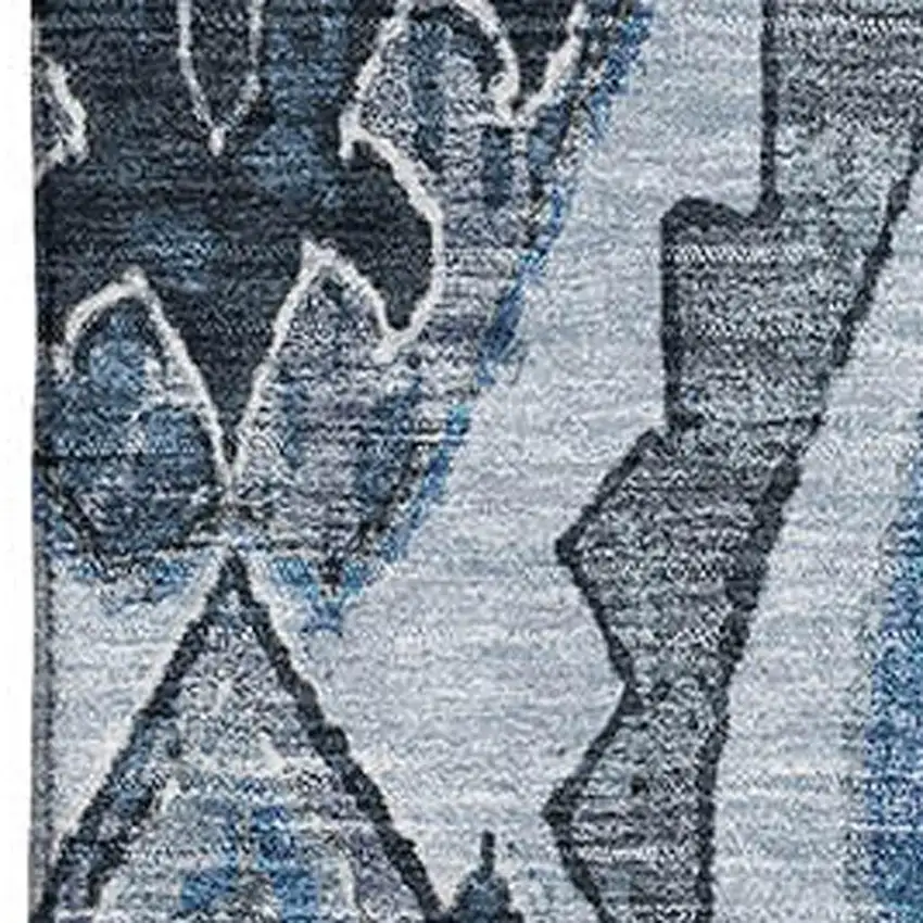 Blue Ivory And Gray Moroccan Washable Area Rug With UV Protection Photo 3