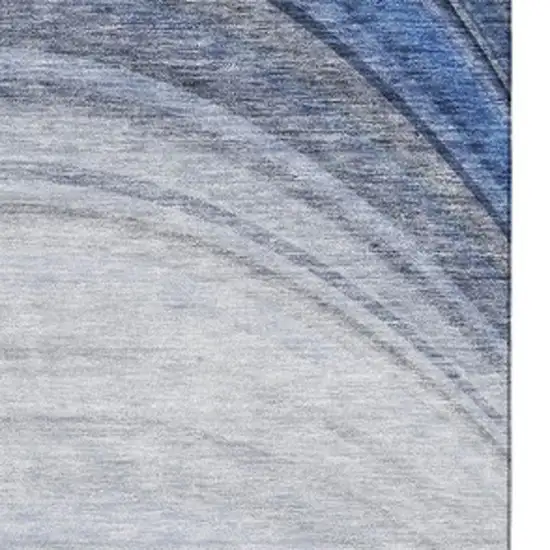 Blue Ivory And Gray Ombre Washable Area Rug With UV Protection Photo 4