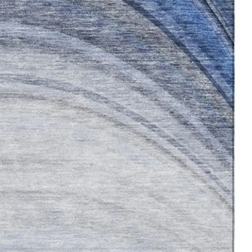 Blue Ivory And Gray Ombre Washable Area Rug With UV Protection Photo 4