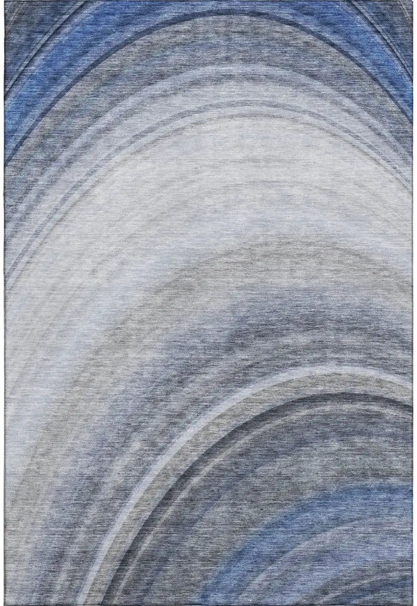Blue Ivory And Gray Ombre Washable Area Rug With UV Protection Photo 2