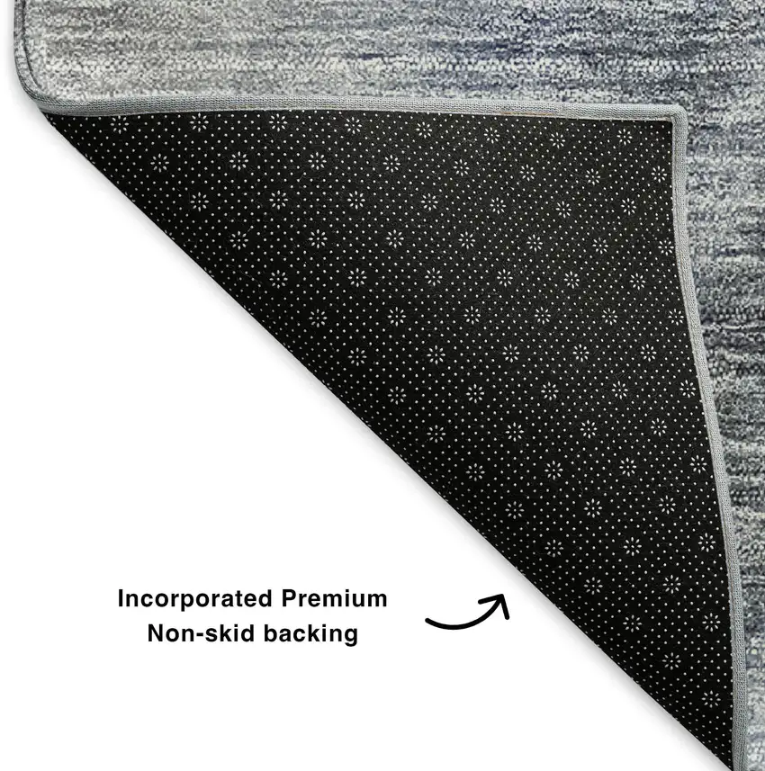 Blue Ivory And Gray Ombre Washable Area Rug With UV Protection Photo 6