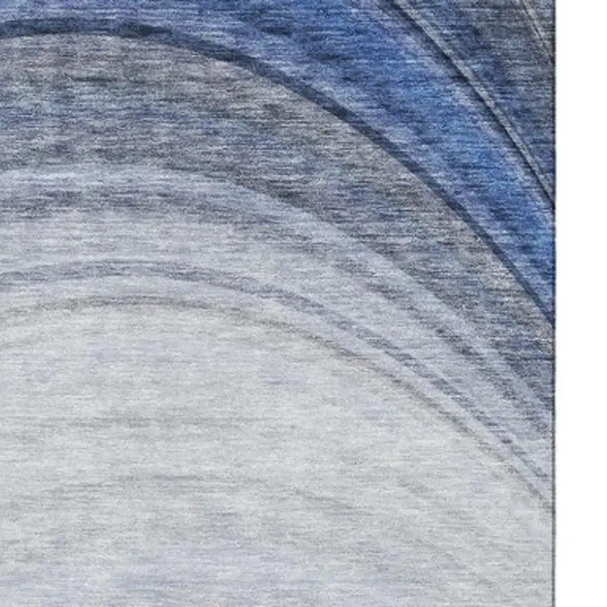 Blue Ivory And Gray Ombre Washable Area Rug With UV Protection Photo 6
