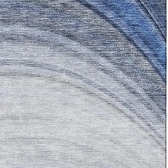 Blue Ivory And Gray Ombre Washable Area Rug With UV Protection Photo 5