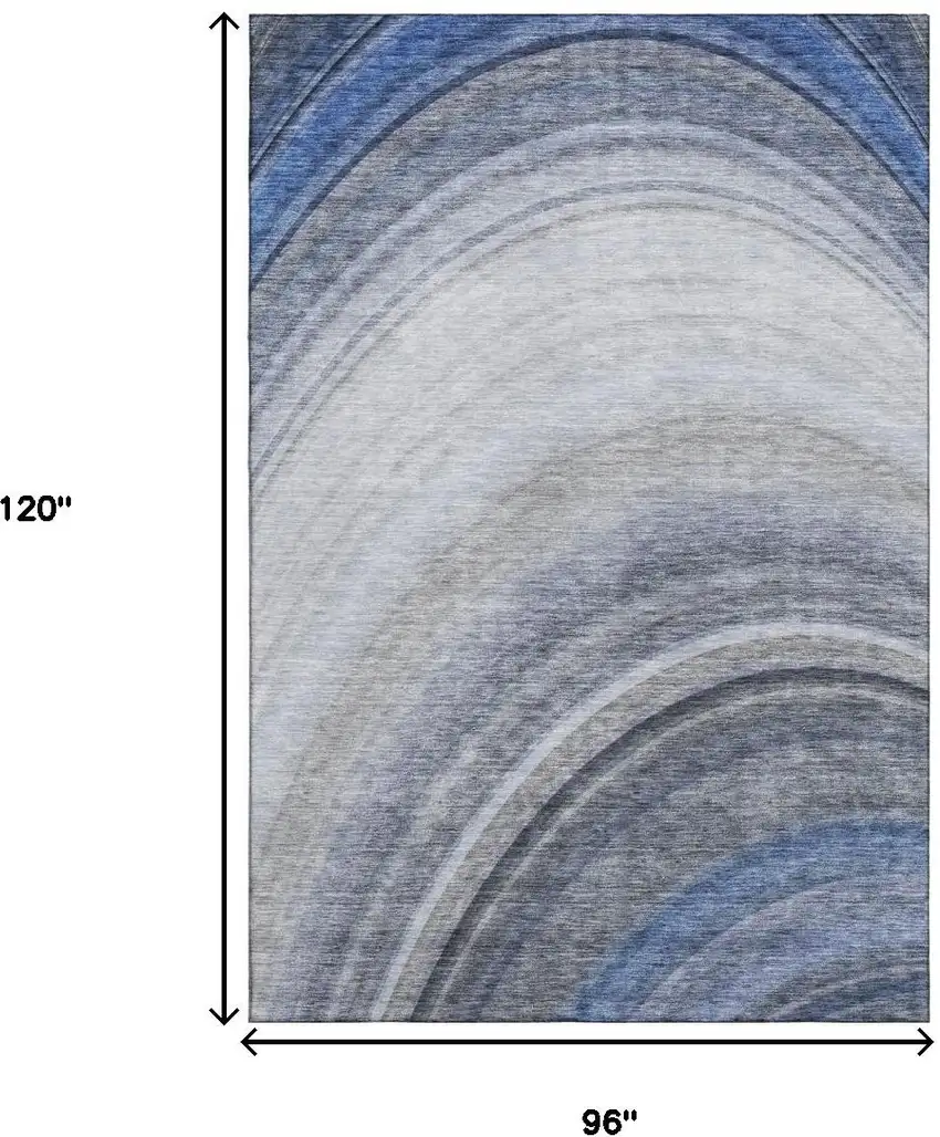 Blue Ivory And Gray Ombre Washable Area Rug With UV Protection Photo 9