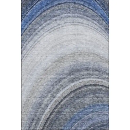Blue Ivory And Gray Ombre Washable Area Rug With UV Protection Photo 1