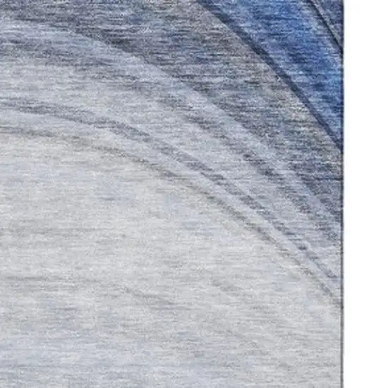 Blue Ivory And Gray Ombre Washable Area Rug With UV Protection Photo 3