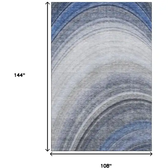 Blue Ivory And Gray Ombre Washable Area Rug With UV Protection Photo 7