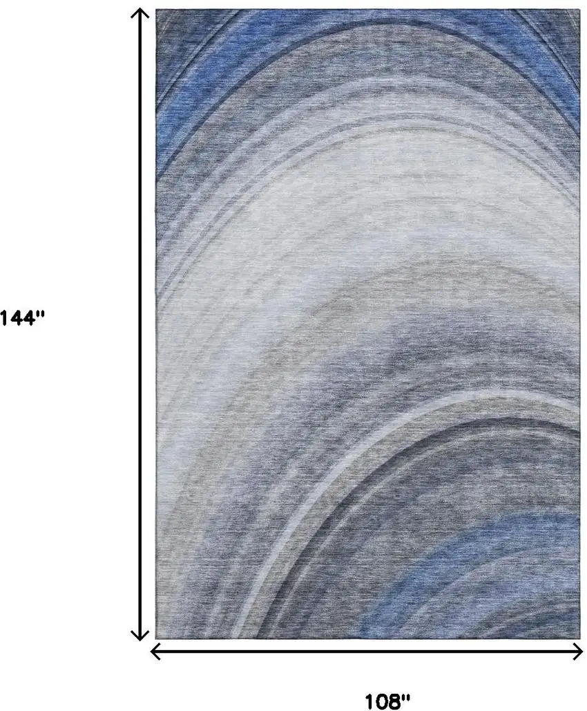Blue Ivory And Gray Ombre Washable Area Rug With UV Protection Photo 7