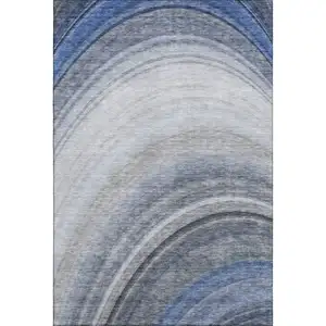 Photo of Blue Ivory And Gray Ombre Washable Area Rug With UV Protection