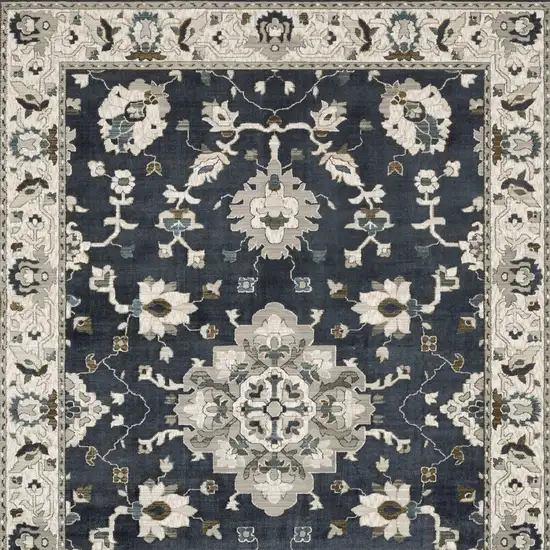 Blue Ivory And Gray Oriental Area Rug Photo 5