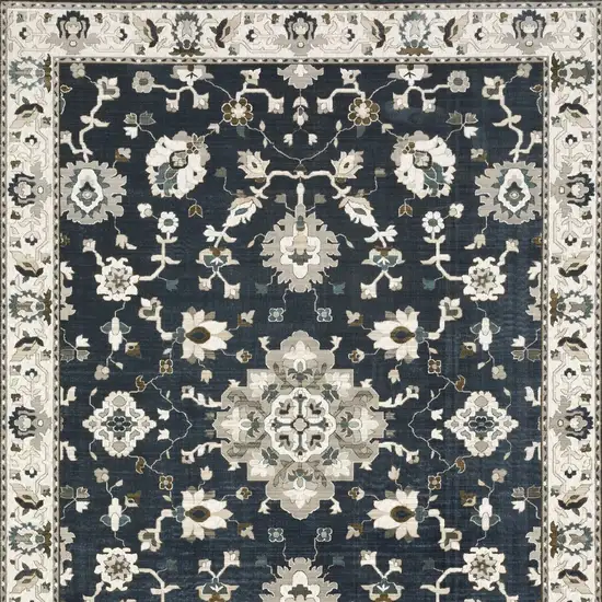 Blue Ivory And Gray Oriental Area Rug Photo 5