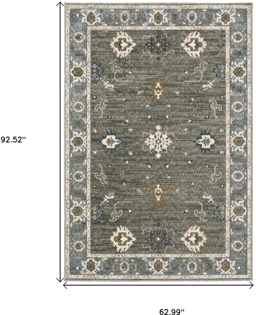 Blue Ivory And Gray Oriental Area Rug Photo 3