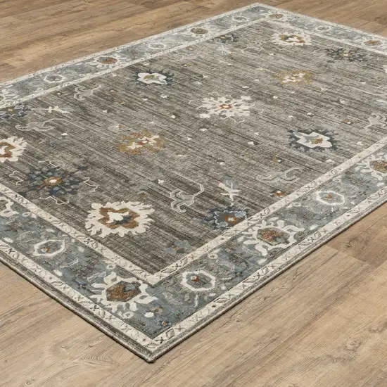 Blue Ivory And Gray Oriental Area Rug Photo 9