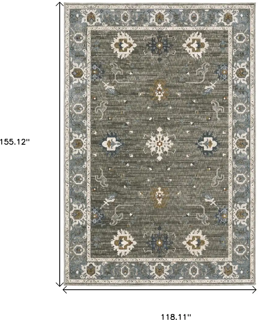 Blue Ivory And Gray Oriental Area Rug Photo 3