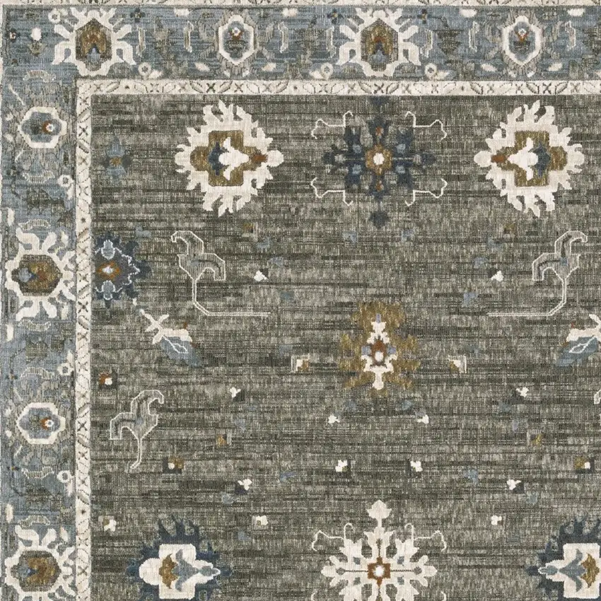 Blue Ivory And Gray Oriental Area Rug Photo 6