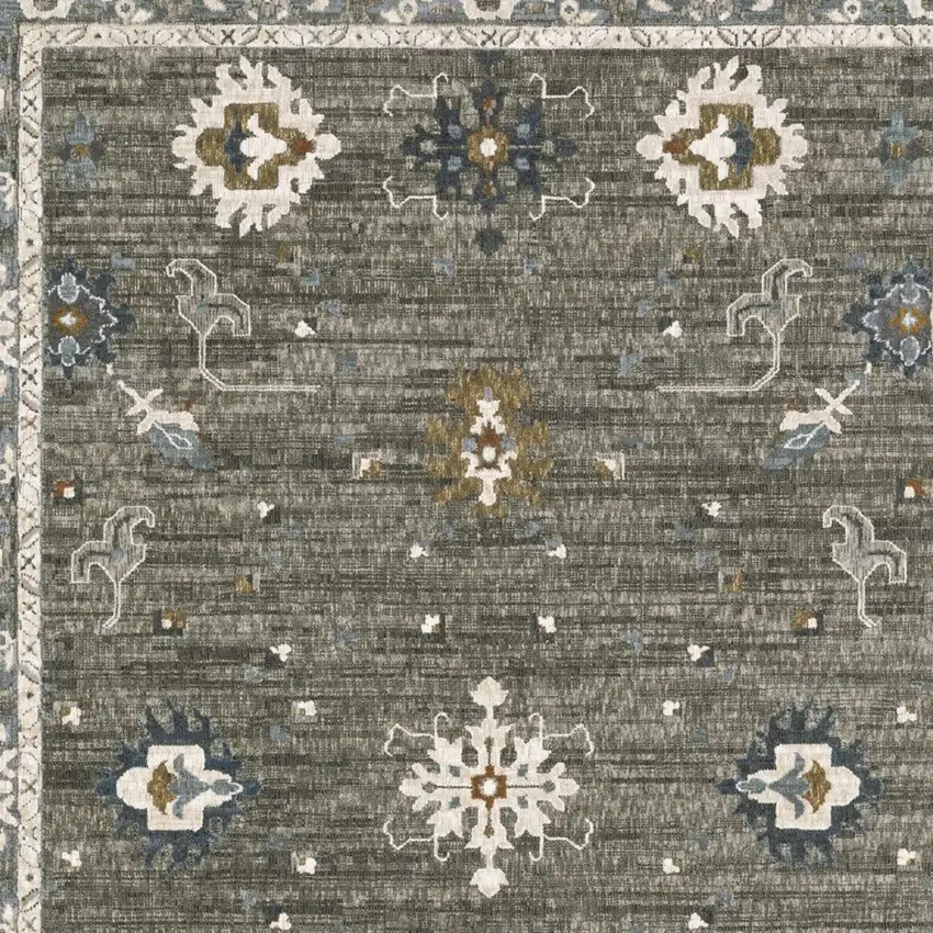 Blue Ivory And Gray Oriental Area Rug Photo 7