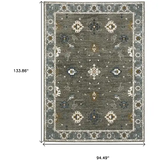 Blue Ivory And Gray Oriental Area Rug Photo 3