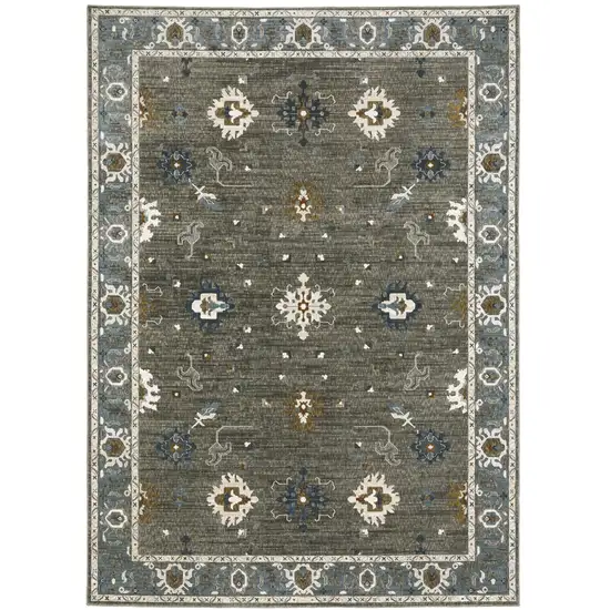 Blue Ivory And Gray Oriental Area Rug Photo 2